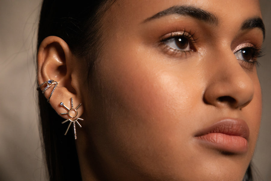 ¡Buenos Días! Cognac Diamond and Sapphire Ear Jacket