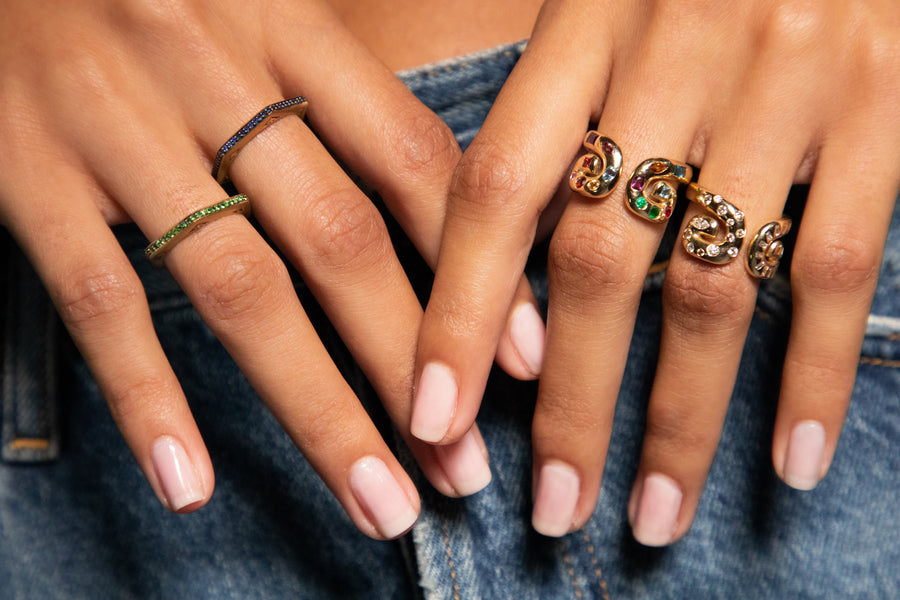 “Baira” Hexagonal Ring - Tsavorites