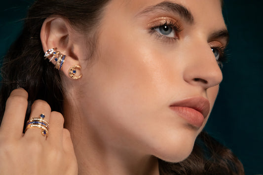 ¡Buenos Días! “Mega Ray” Ear Cuff - Blue Sapphires