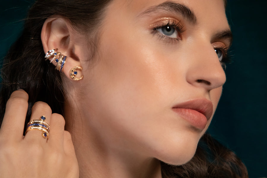 ¡Buenos Días! “Mega Ray” Ear Cuff - Blue Sapphires