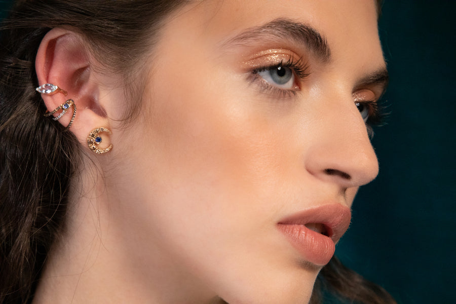 “Sera” Floating Marquise Ear Cuff - Aquamarine (no piercing)