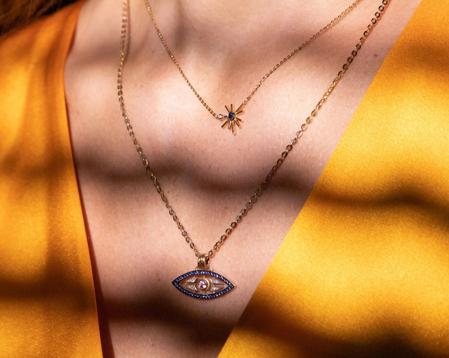 “Macu” Caribbean Eye Pendant - Sapphires and Diamonds
