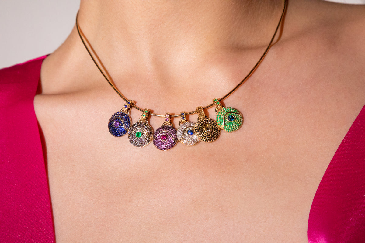 “Acu” White Diamond and Blue Sapphire Pendant