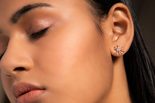 ¡Buenos Días! Mini Sun Stud Earring - Champagne Diamond
