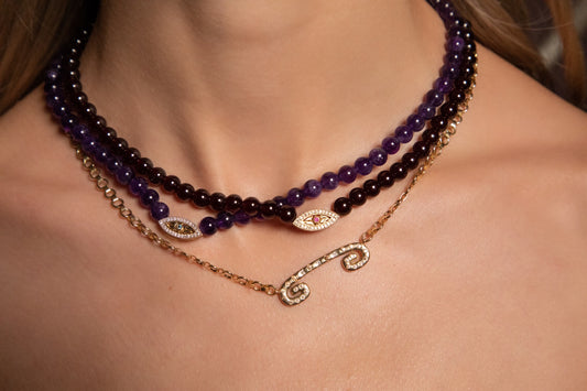 Pavé "Macu” Beaded Necklace - Amethyst