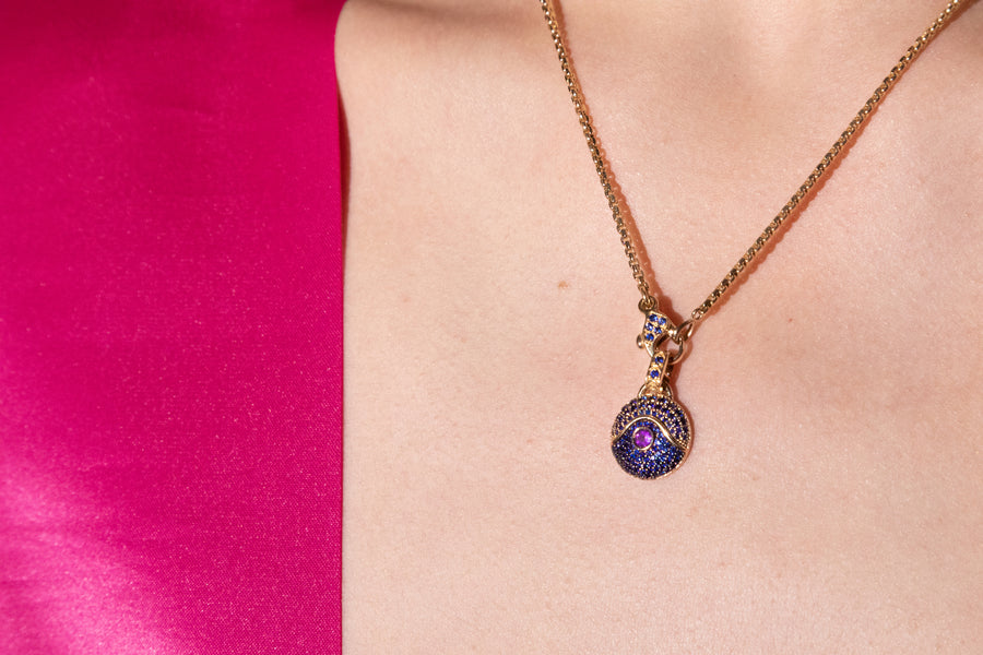 “Acu” Blue Sapphire and Amethyst Pendant