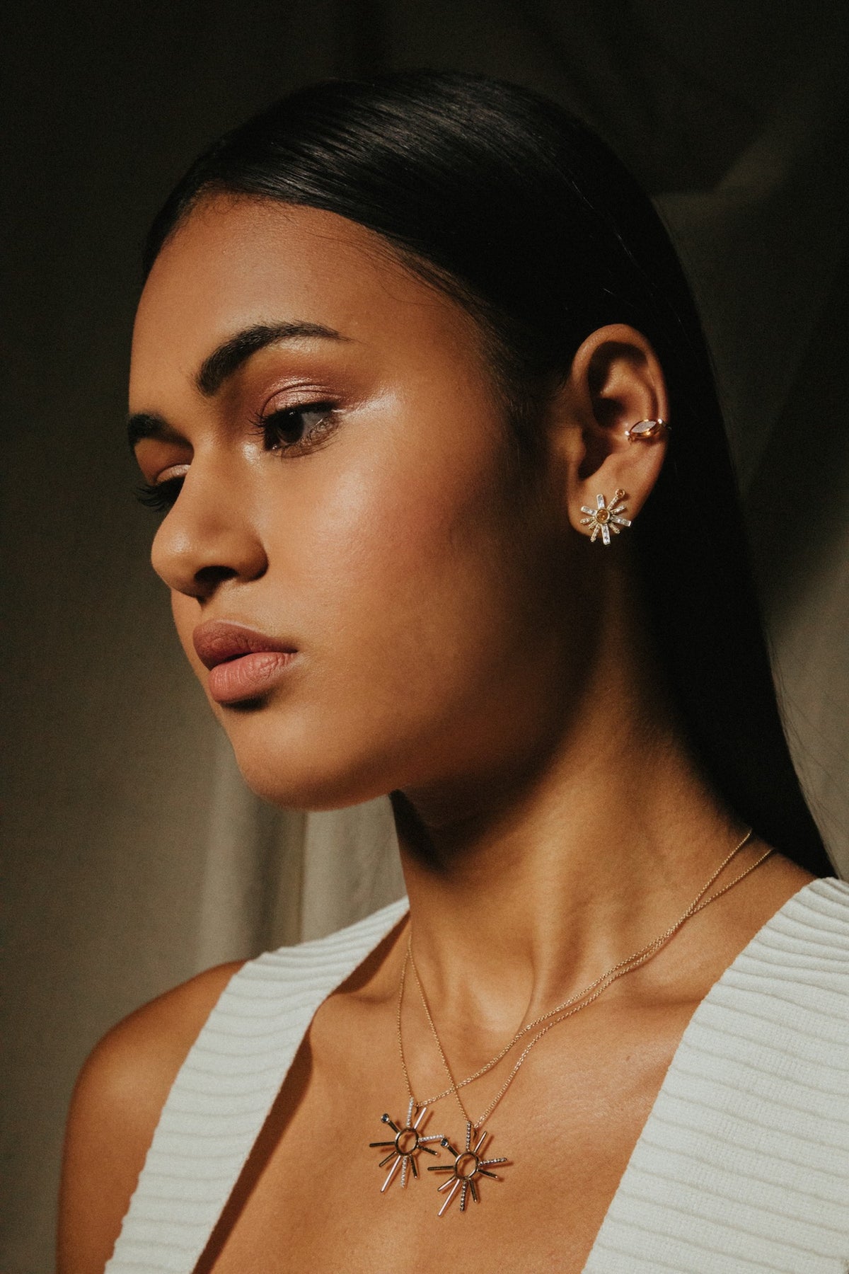 “Sera” Floating Marquise Ear Cuff - Citrine (no piercing)
