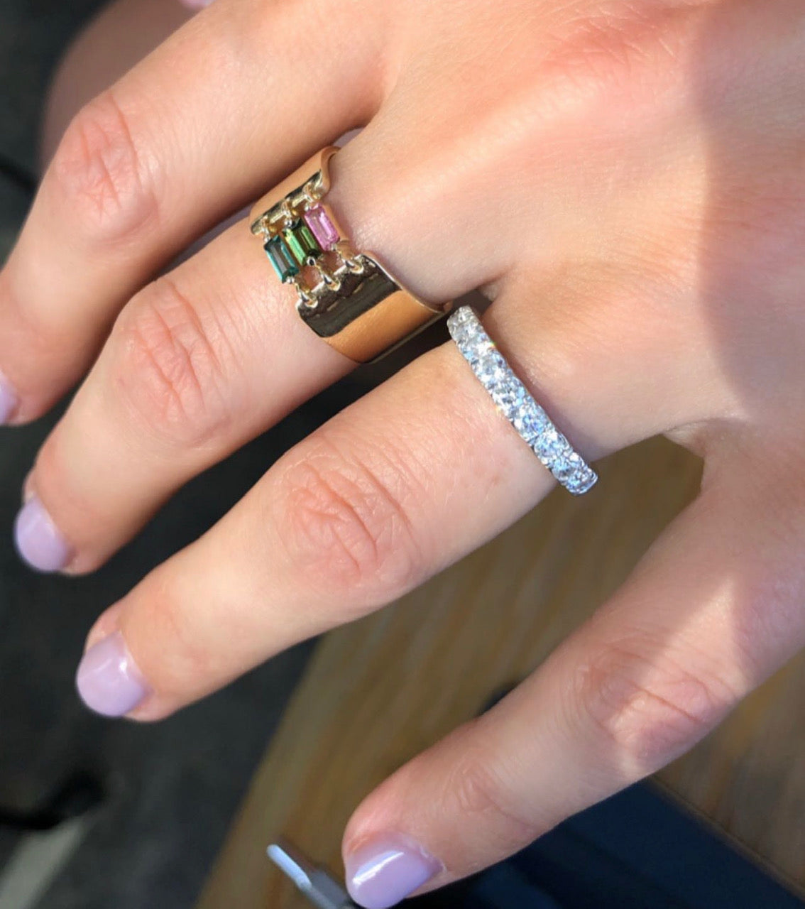 “Miri” Triple Tourmaline Baguette Cigar Band