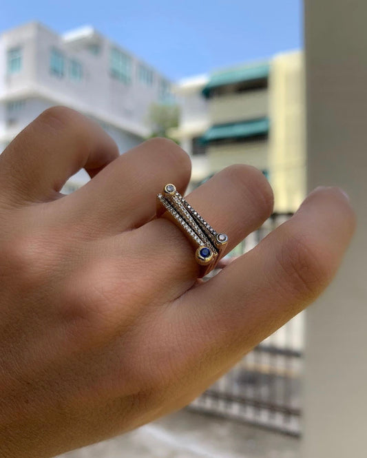 ¡Buenos Días! “Reach” Ray Ring in Yellow Gold with Champagne Diamonds