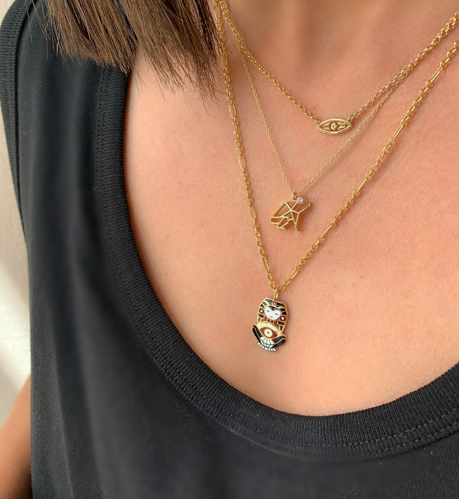 “Keko” Coquí Necklace with Pink Sapphire Eye