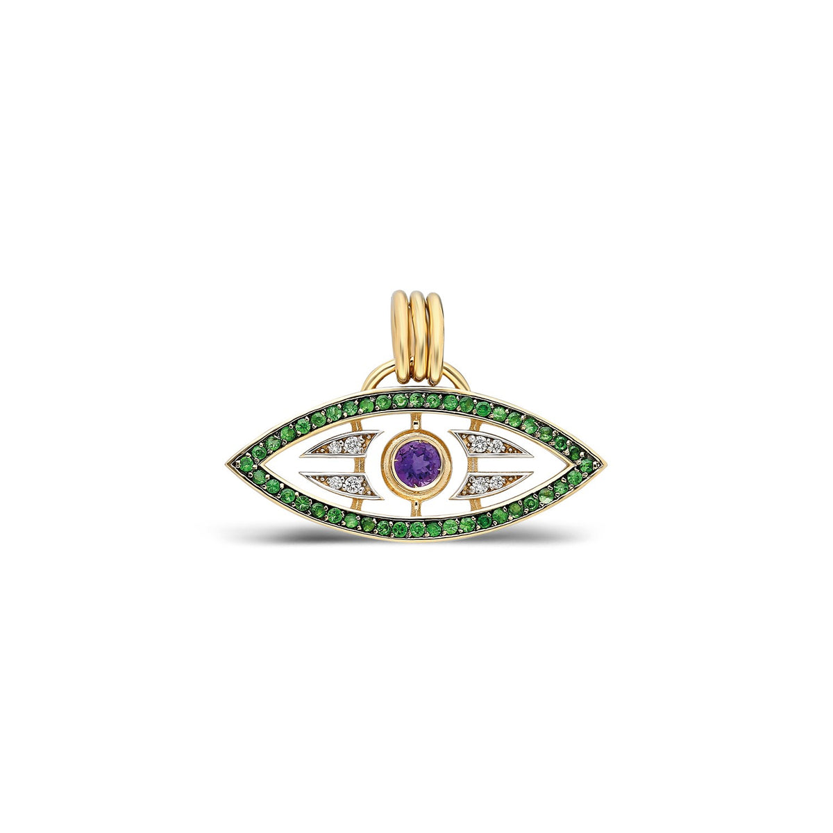“Macu” Caribbean Eye Pendant - Tsavorites and Amethyst