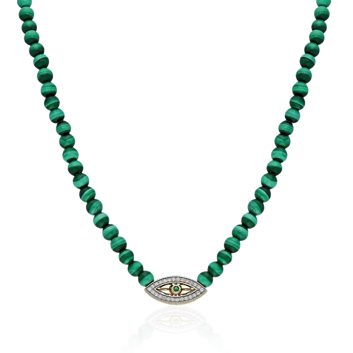 Pavé "Macu” Beaded Necklace - Malachite