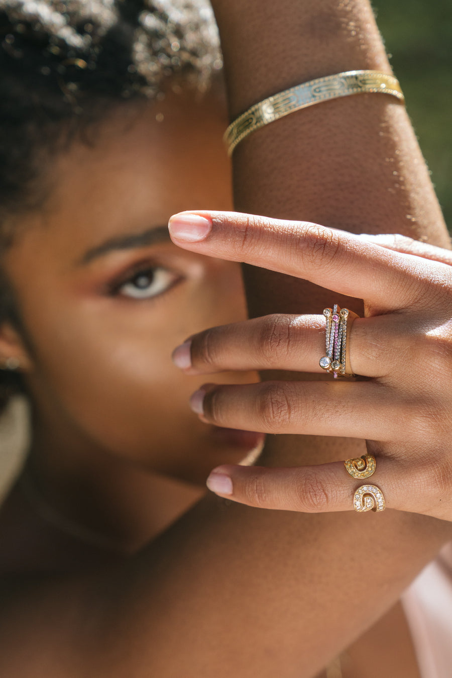 “Txirimiri” Citrine and Champagne Diamond Bling Ring - Limón