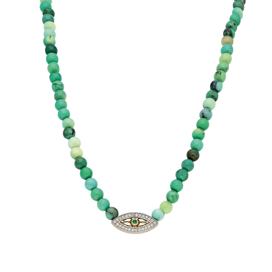 Pavé "Macu” Beaded Necklace - Apple Stone