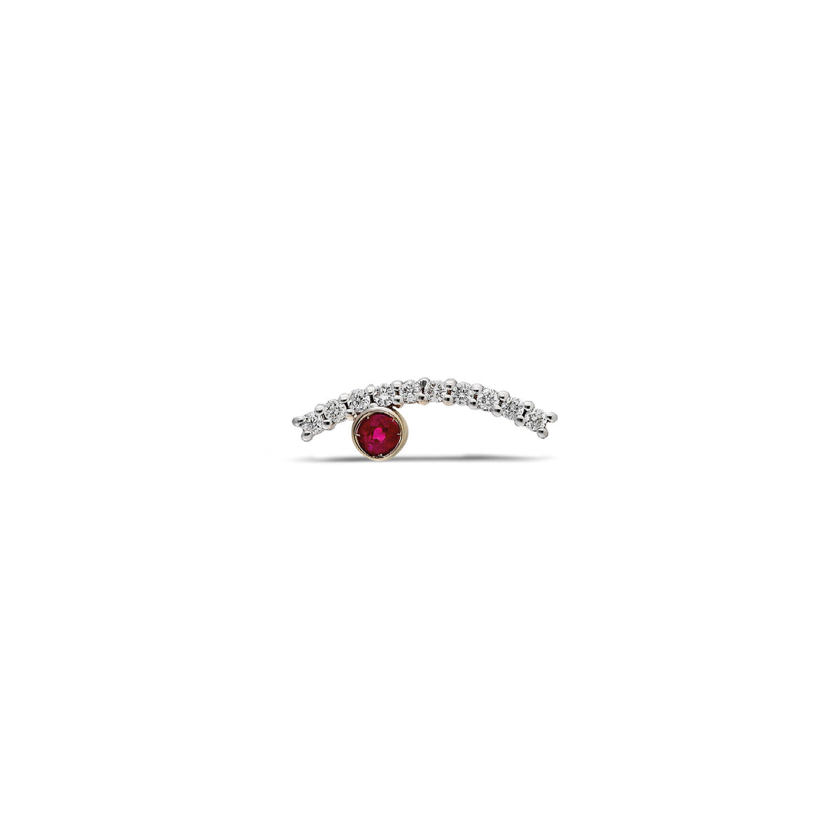 “Acu” Wink Single Stud - White Diamonds and Ruby