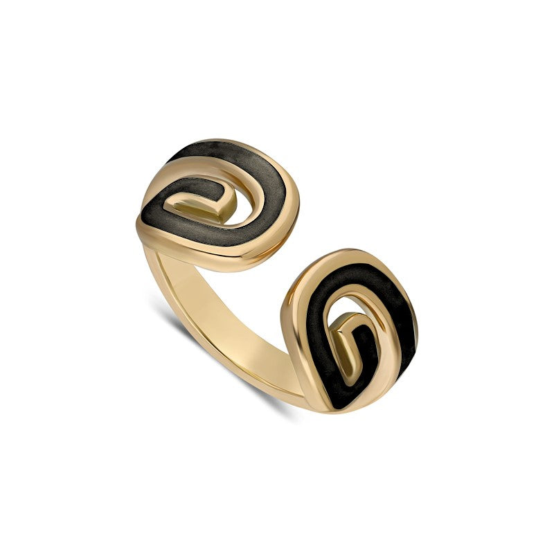 “Txirimiri” Enamel Cuff Ring - Black