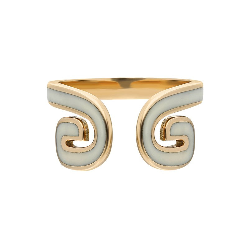 “Txirimiri” Enamel Cuff Ring - Cream