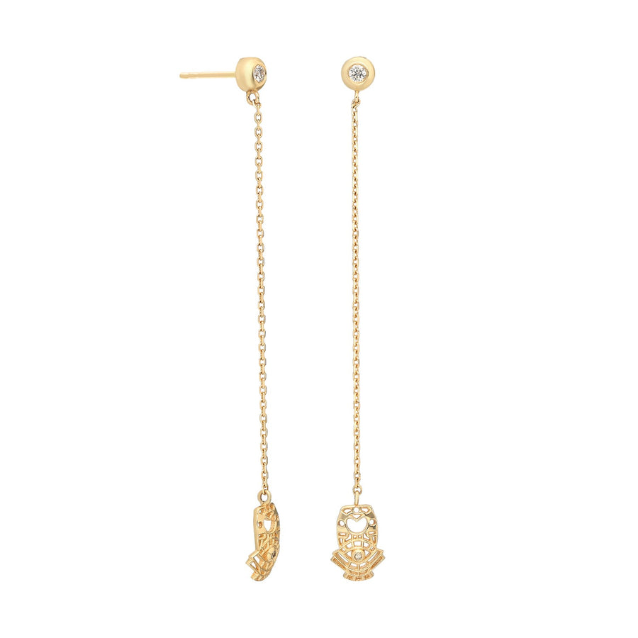 “Atabex Cutout” Chain Drop Earring with Champagne Diamonds
