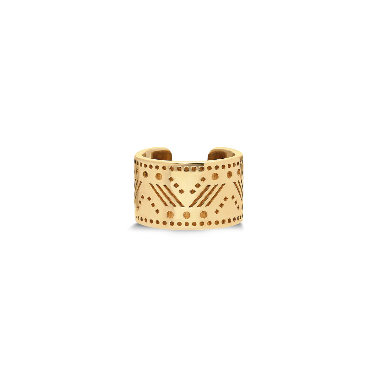 “Caona” Series II Pattern Solid Gold Ear Cuff (no piercing)