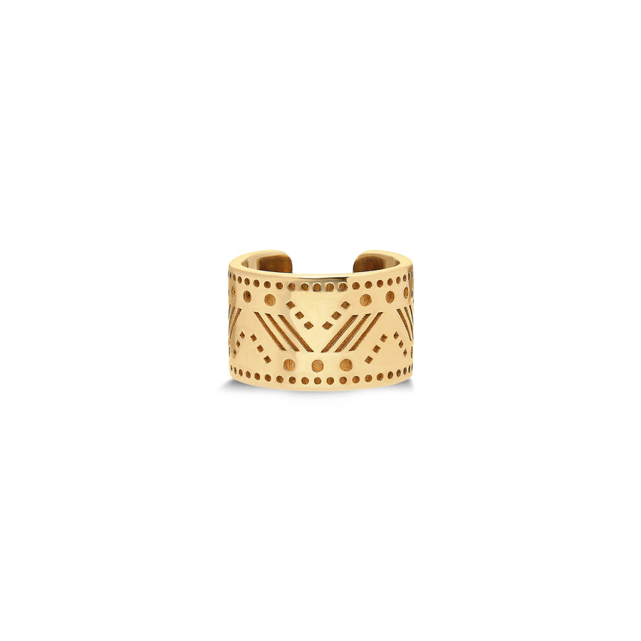 “Caona” Series II Pattern Solid Gold Ear Cuff (no piercing)