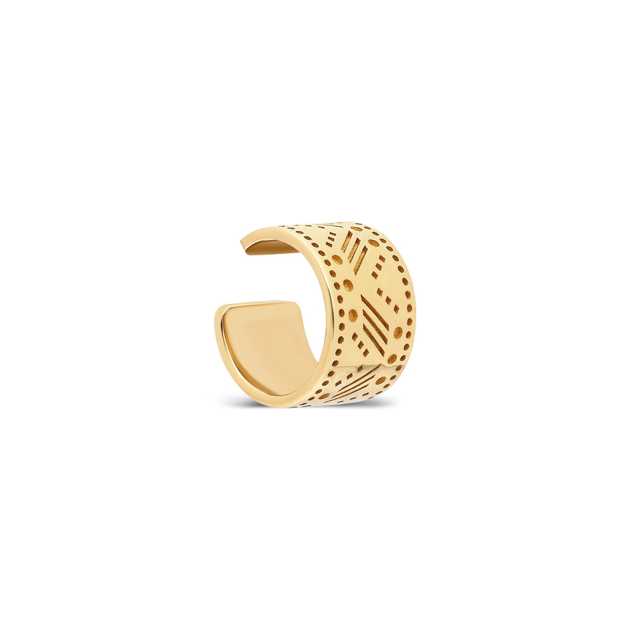 “Caona” Series II Pattern Solid Gold Ear Cuff (no piercing)