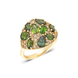 "Coa" Champagne Diamonds, Tsavorite and Tourmaline Ring