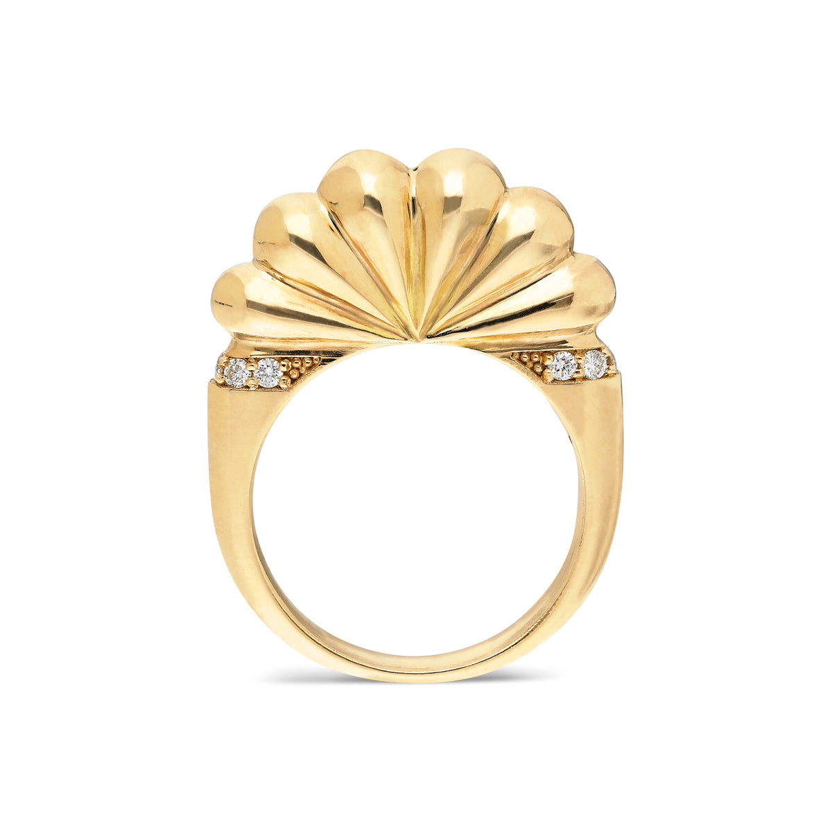 "Bahía" Shell Ring - Yellow Gold with White Diamonds