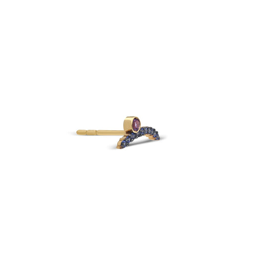 “Acu” Wink Single Stud - Blue Sapphires and Amethyst