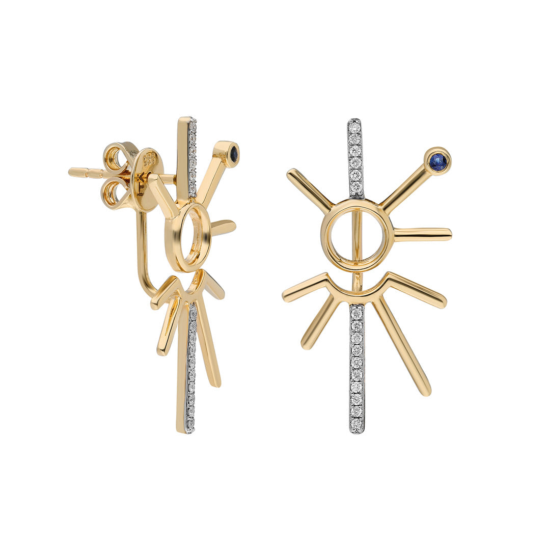 ¡Buenos Días! White Diamond and Sapphire Ear Jacket