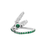 ¡Buenos Días! White Gold XL Triple Ray Diamond and Emerald Ear Cuff (no piercing)