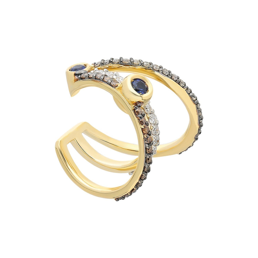 ¡Buenos Días! Triple Ray Diamond and Sapphire Ear Cuff (no piercing)