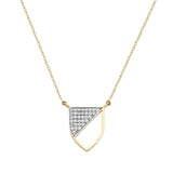 Half-shield Necklace in Yellow Gold and White Diamonds