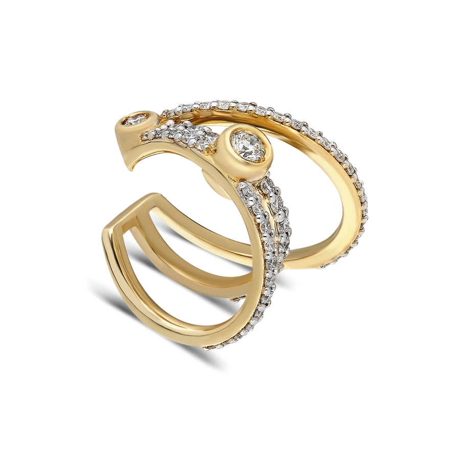 ¡Buenos Días! “Gala” Triple Ray White Diamond Ear Cuff (no piercing)
