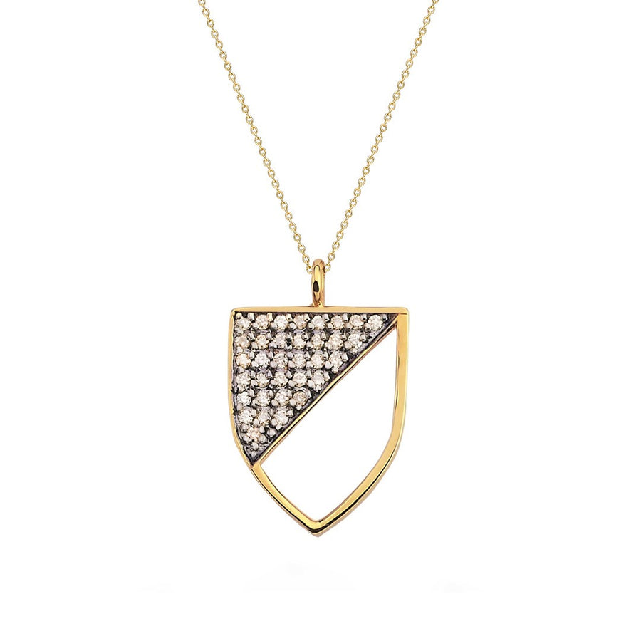 Half-shield Necklace in Yellow Gold and Cognac Diamonds