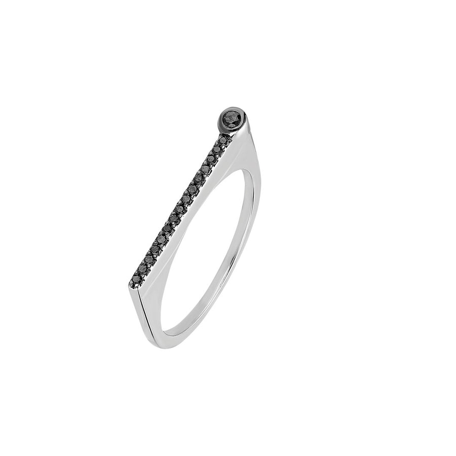 ¡Buenos Días! “Horizon” Ray Ring in White Gold with Black Diamonds