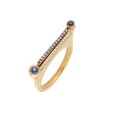 ¡Buenos Días! “Reach” Ray Ring in Rose Gold with Cognac Diamonds and Sapphire