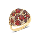 "Coa" Champagne Diamonds and Garnet Ring