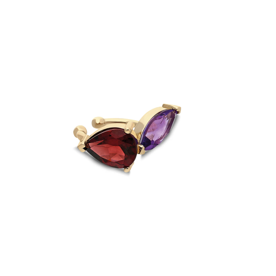 “Tú y Yo” Ear Cuff - Garnet and Amethyst (no piercing)