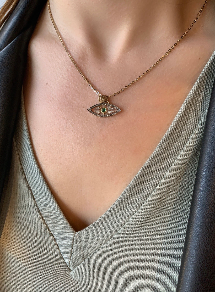 “Macu” Caribbean Eye Pendant - Diamonds and Emerald