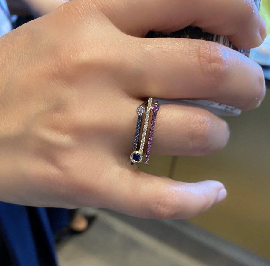 ¡Buenos Días! “Horizon” Ray Ring in Black Gold with Blue Sapphires