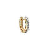 “Miri” Diamond and Rainbow Huggie Earring