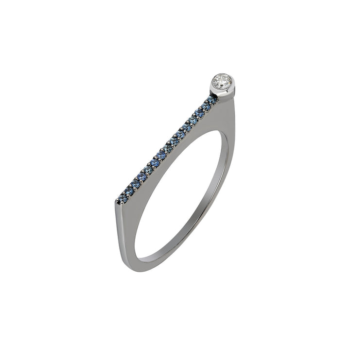 ¡Buenos Días! “Horizon” Ray Ring in Black Gold with Blue Sapphires