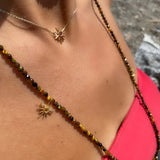 “Encantada” Beaded Charm Necklace - Tiger’s Eye