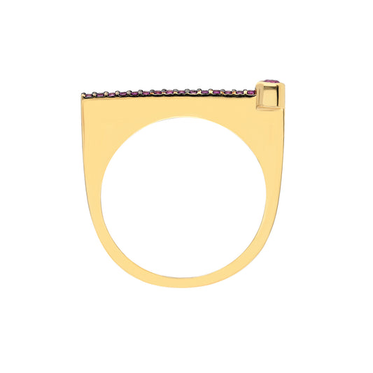 ¡Buenos Días! “Horizon” Ray Ring in Yellow Gold with Pink Sapphires