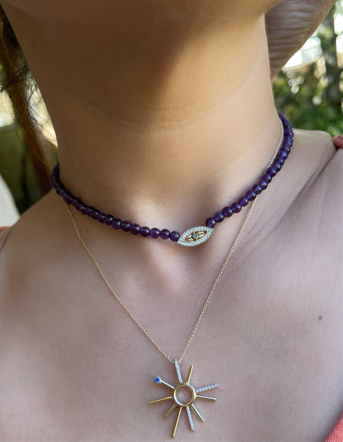 Pavé "Macu” Beaded Necklace - Amethyst