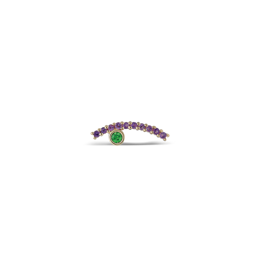 “Acu” Wink Single Stud - Amethysts and Tsavorite