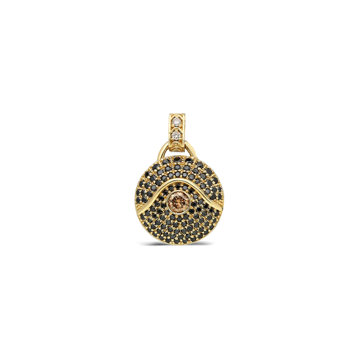 “Acu” Black and Champagne Diamond Pendant