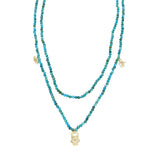 “Encantada” Beaded Charm Necklace - Turquoise