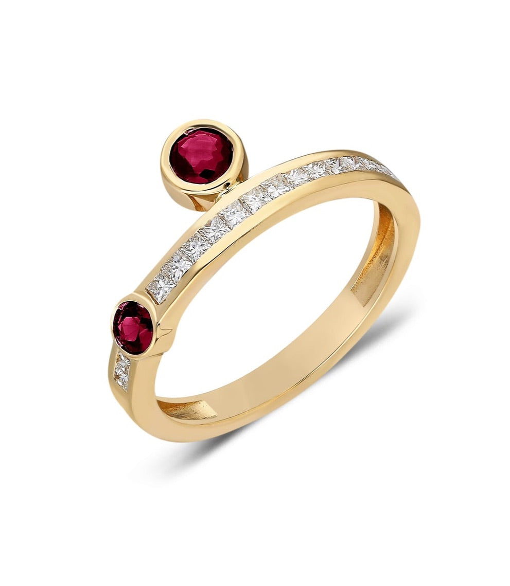 ¡Buenos Días! “Vida” Ring - White Diamonds and Rubies