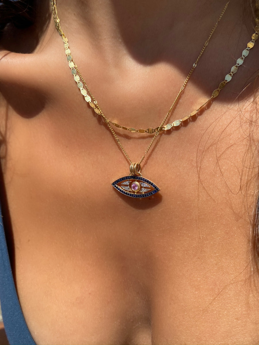 “Macu” Caribbean Eye Pendant - Sapphires and Diamonds